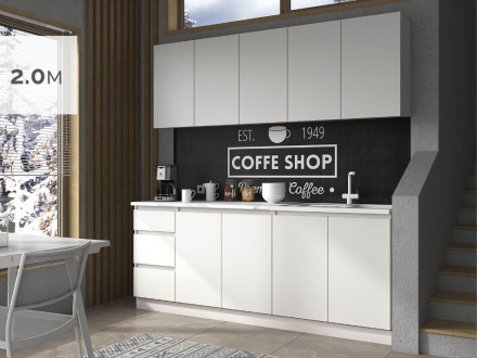 Современная мебель Кухня Белая х2.0м ИКЕА design ЛЕГЕНДА-40 СИТИ ЛДСП, купить недорого в фирменном салоне магазине «Моя Мебель», всего за 29 810 руб.