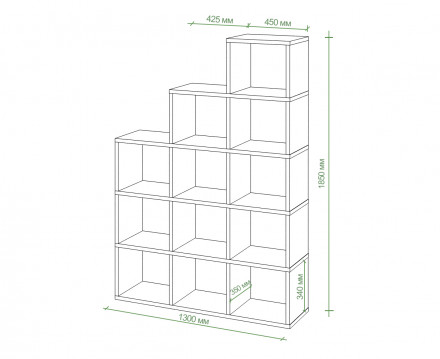 Современная мебель Стеллаж лесенка СЛД 5, IKEA KALLAX &amp; EKET style, купить недорого в фирменном салоне магазине «Моя Мебель», всего за 16 280 руб.