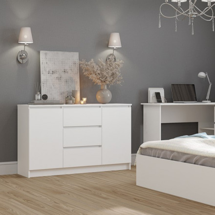 Современная мебель Тумба под ТВ как белый Комод IKEA MALM 3 ящика МК 1200.3 (МП/3) МС мори, купить недорого в фирменном салоне магазине «Моя Мебель», всего за 9 850 руб.