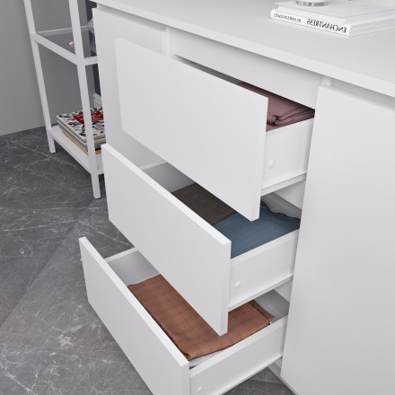 Современная мебель Тумба под ТВ как белый Комод IKEA MALM 3 ящика МК 1200.3 (МП/3) МС мори, купить недорого в фирменном салоне магазине «Моя Мебель», всего за 9 850 руб.