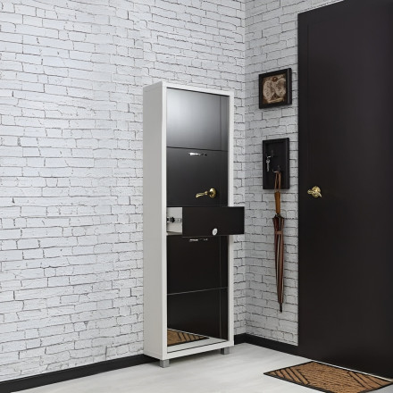 Современная мебель люкс фасад зеркало (белый шагрень) 4-х секционный Плюс, купить недорого в фирменном салоне магазине «Моя Мебель», всего за 25 440 руб.