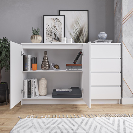 Современная мебель Белый широкий тумба комод под телевизор как ИКЕА МАЛЬМ (IKEA MALM) МК 1600.1 (МП/3) МС мори, купить недорого в фирменном салоне магазине «Моя Мебель», всего за 14 370 руб.