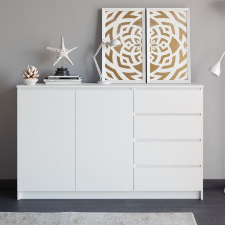 Современная мебель Белый широкий тумба комод под телевизор как ИКЕА МАЛЬМ (IKEA MALM) МК 1600.1 (МП/3) МС мори, купить недорого в фирменном салоне магазине «Моя Мебель», всего за 14 370 руб.