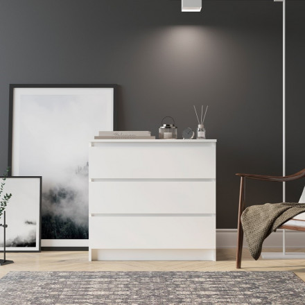 Современная мебель Белый комод с 3 ящиками как IKEA MALM (ИКЕА МАЛЬМ) МК 800.1 (МП/3) МС мори, купить недорого в фирменном салоне магазине «Моя Мебель», всего за 7 200 руб.
