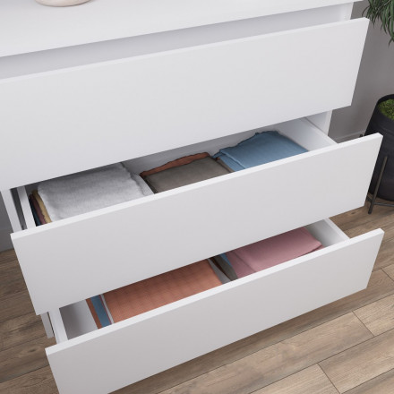 Современная мебель Белый комод с 3 ящиками как IKEA MALM (ИКЕА МАЛЬМ) МК 800.1 (МП/3) МС мори, купить недорого в фирменном салоне магазине «Моя Мебель», всего за 7 200 руб.