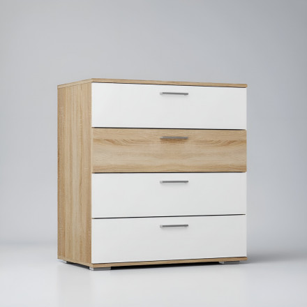 Современная мебель прихожая в коридор с зеркалом, вешалкой, банкеткой, тумбой в маленький узкий коридор Модульная ЛАЙТ, дизайн стиля в квартире №3 (сонома / белый), купить недорого в фирменном салоне магазине «Моя Мебель», всего за 27 020 руб.