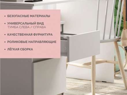 Современная мебель Белый письменный стол для школьника с ящиками как ИКЕА МАЛЬМ (IKEA MALM) СП-14 сити, купить недорого в фирменном салоне магазине «Моя Мебель», всего за 7 780 руб.