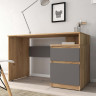 Письменный стол для школьника с тумбой как ИКЕА МАЛЬМ (IKEA MALM) СП-14 сити Графит / дуб Крафт золотой