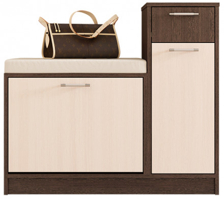 Современная мебель Об-02 Обувница ЛДСП Basel Beige/ Дуб Молочный (8622 PR)/ корпус Дуб Венге (6495 PR)/ Дуб Выбеленный (1009 ГП), купить недорого в фирменном салоне магазине «Моя Мебель», всего за 8 970 руб.