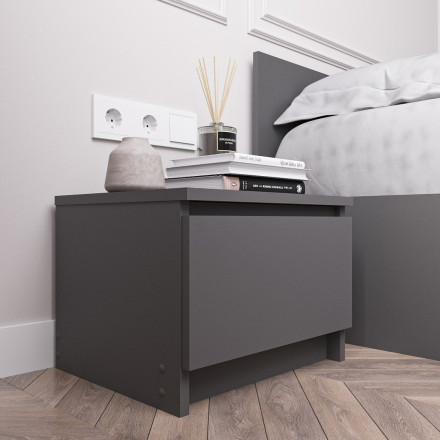 Современная мебель прикроватная тумба для спальни с ящиком | Тумбочка в спальню ТПМ 400.1 (МП) графит мори, купить недорого в фирменном салоне магазине «Моя Мебель», всего за 2 570 руб.