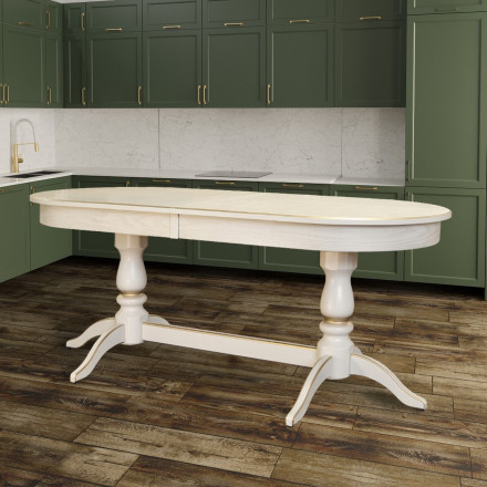 Современная мебель кухонный стол раздвижной овальный | стол обеденный Раздвижной большой | стол раскладной кухонный | большой раскладной обеденный стол | стол в гостиную в современном стиле | дерево массив шпон МДФ Tarun 5 слоновая кость / золото, купить недорого в фирменном салоне магазине «Моя Мебель», всего за 49 590 руб.