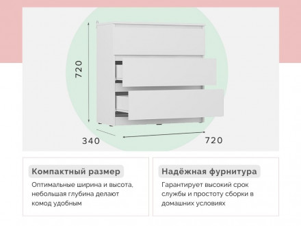 Современная мебель Недорогой белый комод с 3 ящиками в стиле ИКЕА Сконевик К-32 СИТИ, купить недорого в фирменном салоне магазине «Моя Мебель», всего за 5 490 руб.