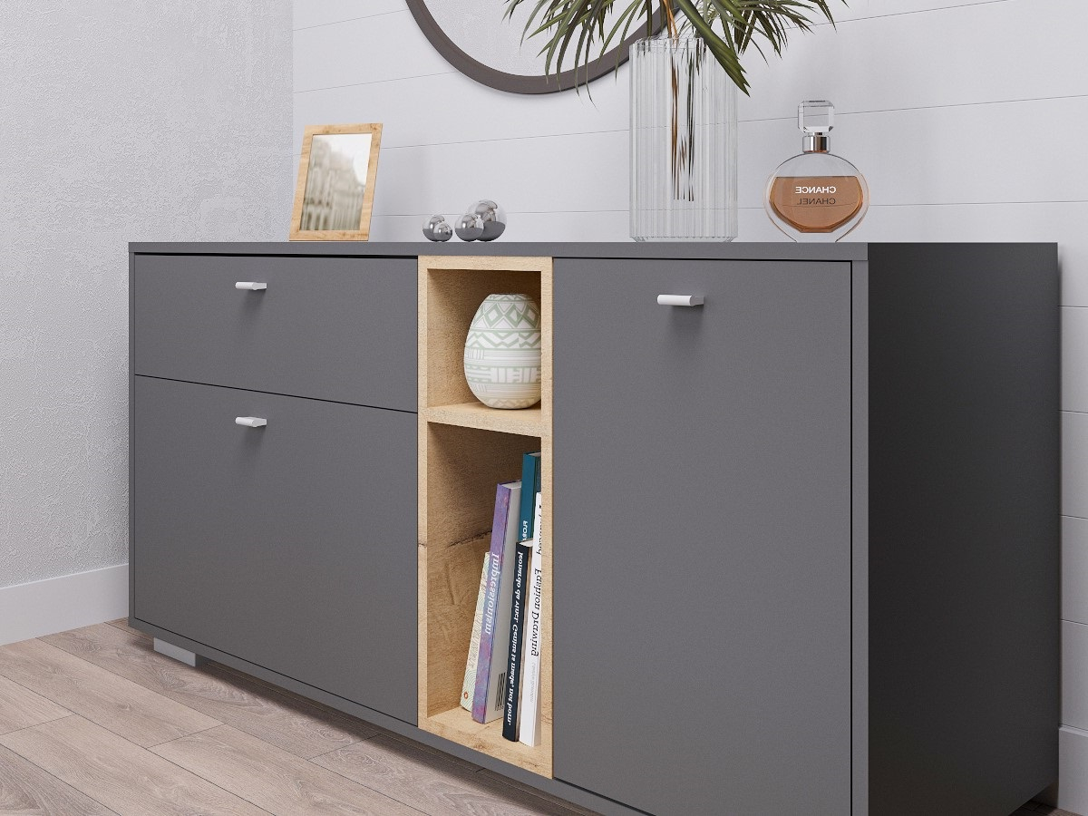 Современный комод 'К101' в цвете Графит на сайте m-m-mebel.ru